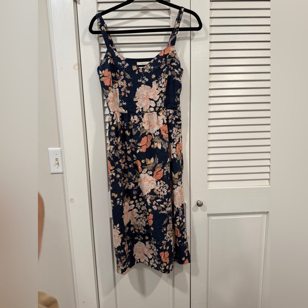 Cynthia Rowley Navy Floral Linen Dress